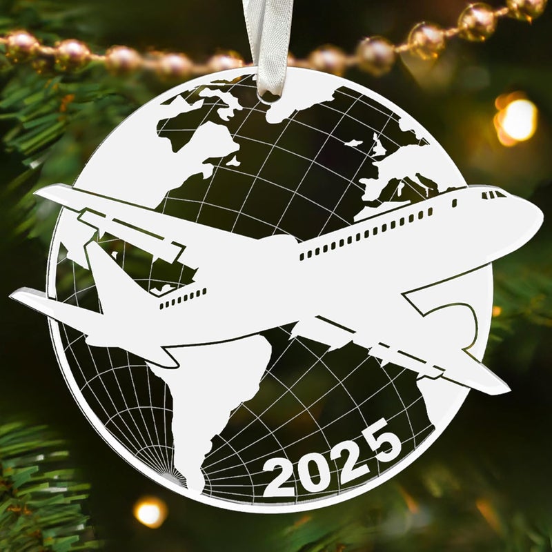 SUCHAGIFT Airplane Ornament - Pilot Gifts for Men - Airplane Ornaments for Christmas Tree, Plane Aviation Ornaments - Travel Gifts for Travelers, Airplane Lovers, Flight Attendant - Acrylic Ornament - Image 1